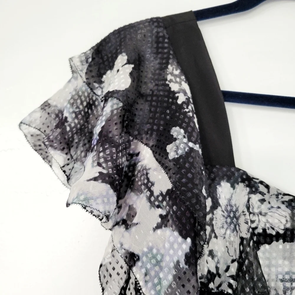 NEW Chelsea & Walker Cara Black & White Silk Jacquard Midi Dress Size 2 - Picture 8 of 16